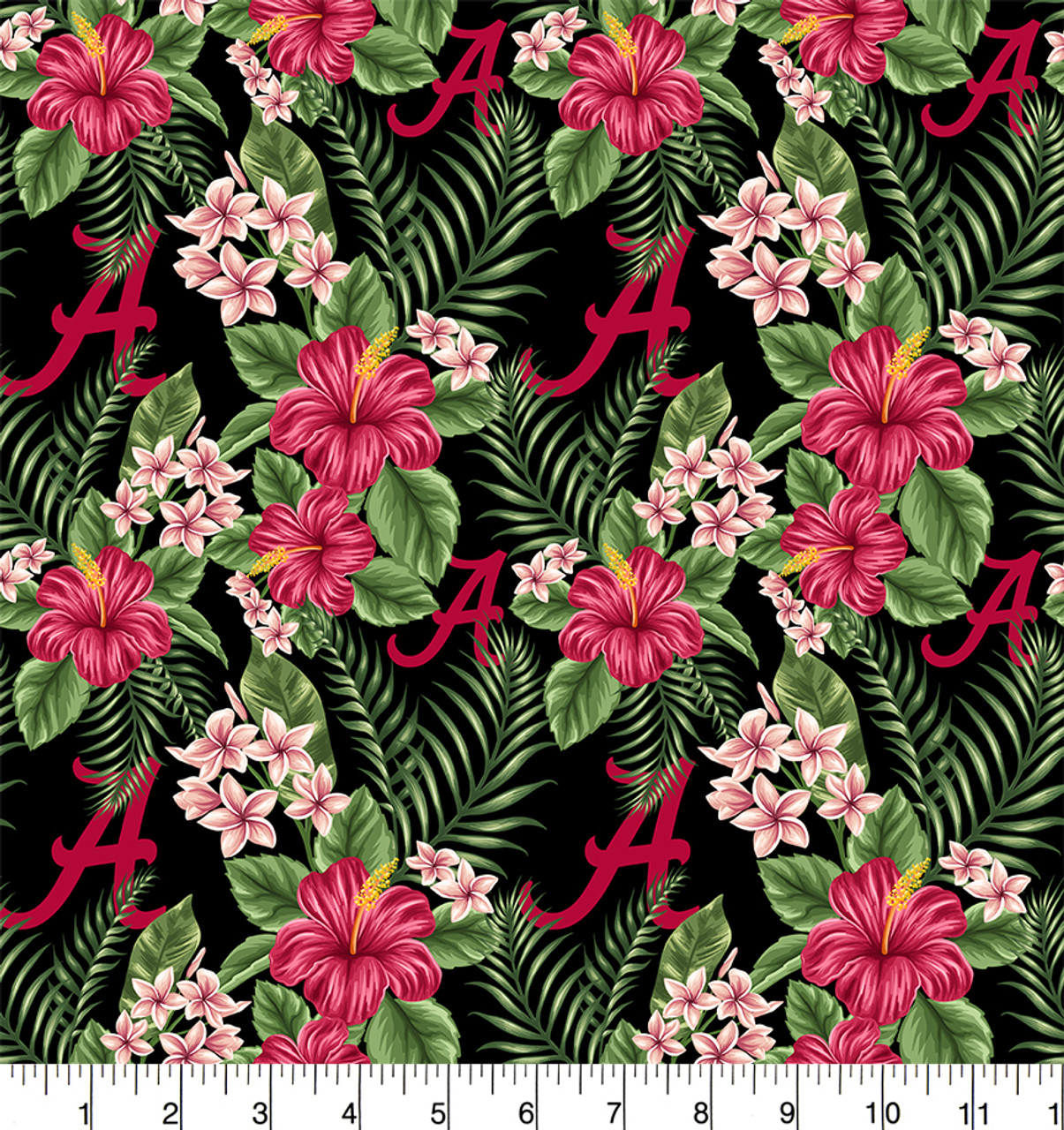 University of Alabama Crimson Tide Cotton Fabric with Tropical Print or Matching Solid Cotton Fabrics