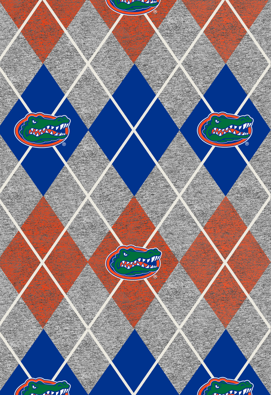 University of Florida Heather Argyle Fleece Fabric-Sold by the yard