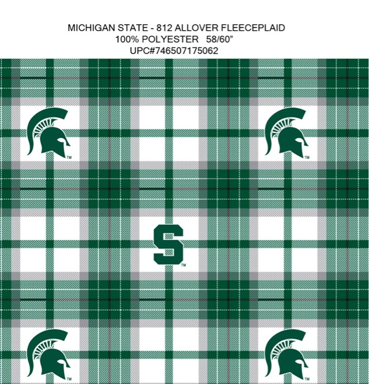 MICHIGAN STATE UNIVERSITY-COLLEGE-UNIVERSITY-LOGO-PRINTED-FLEECE-NO SEW FLEECE BLANKET-FABRIC-04