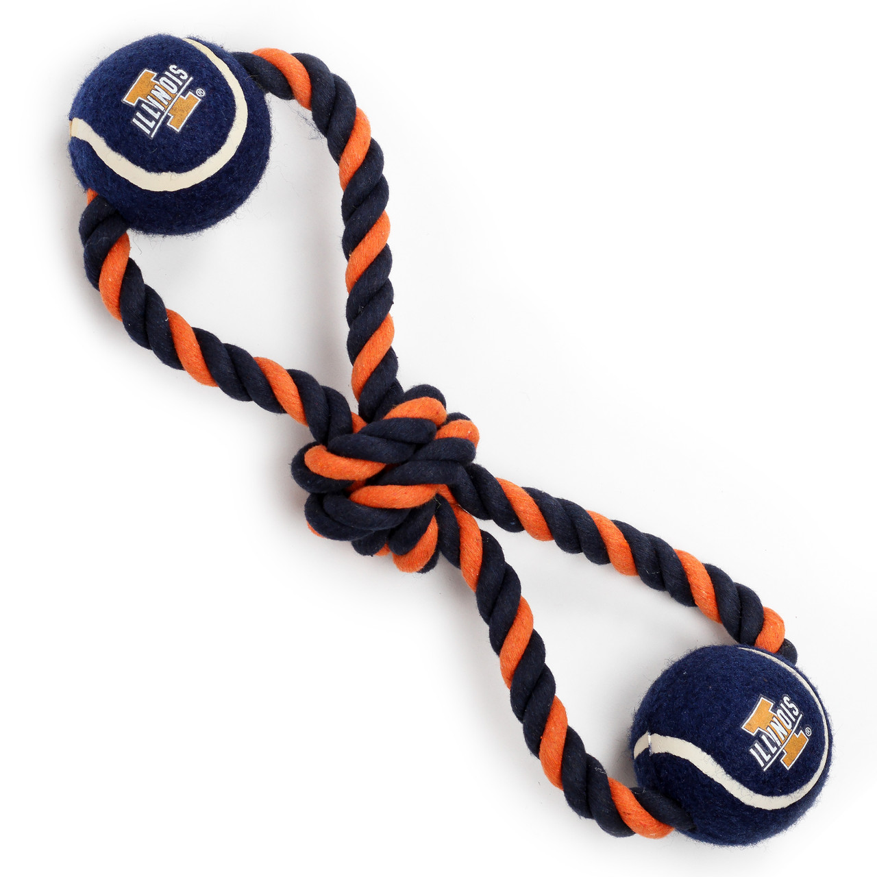 University of Illinois Dog Rope Tug Toy with 2 Balls