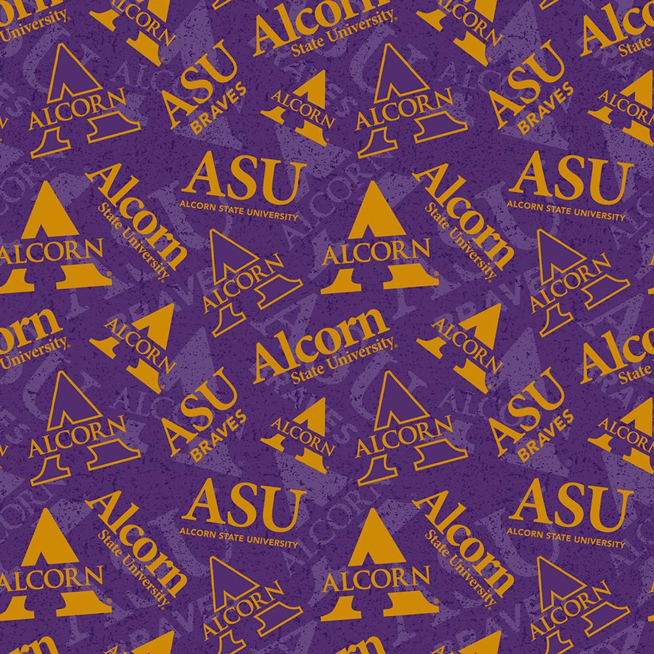 Alcorn State University Braves Cotton Fabric with Tone On Tone Print or Matching Solid Cotton Fabrics