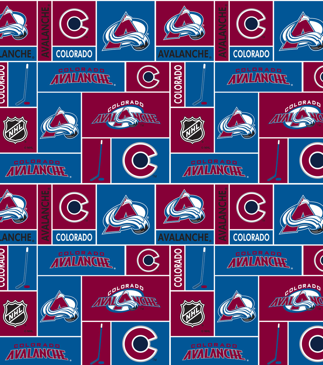 Colorado Avalanche Fleece Fabric with Geometric Print-Sold By the Yard