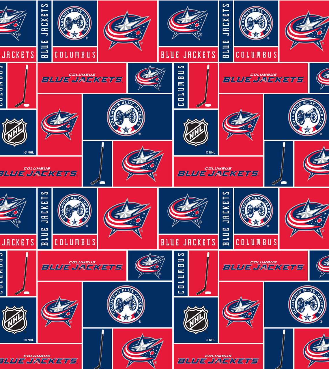 Columbus Blue Jackets Fleece Fabric with Geometric Print-Sold By the Yard