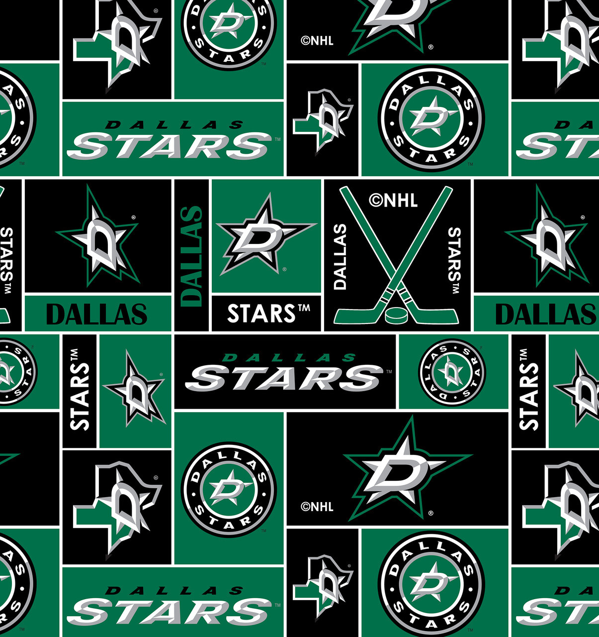 Dallas Stars Fleece Fabric with Geometric Print-Sold By the Yard