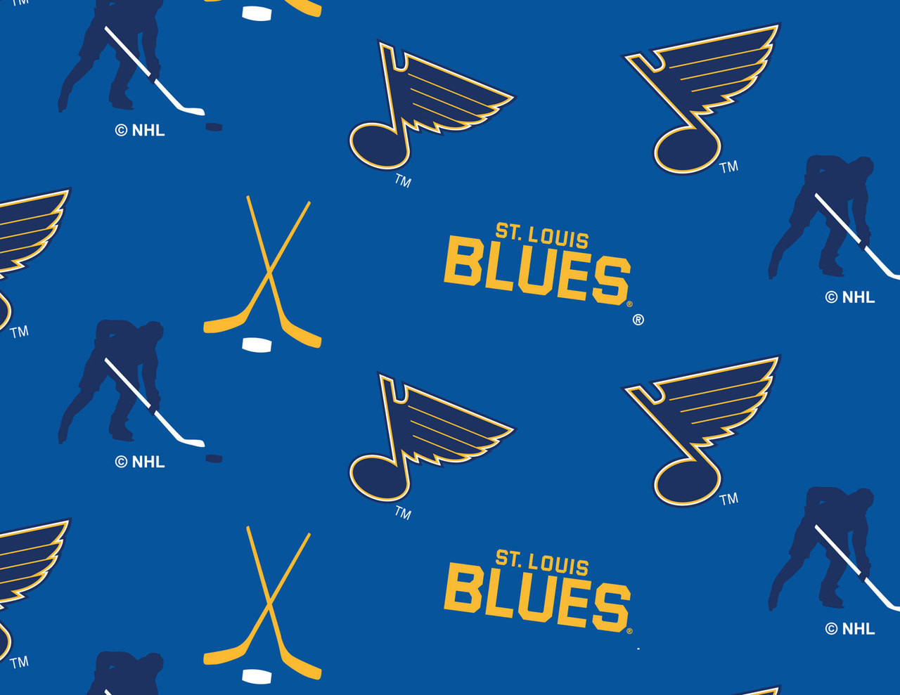 Saint Louis Blues Fleece Fabric with Classic All Over Print-Sold By the Yard