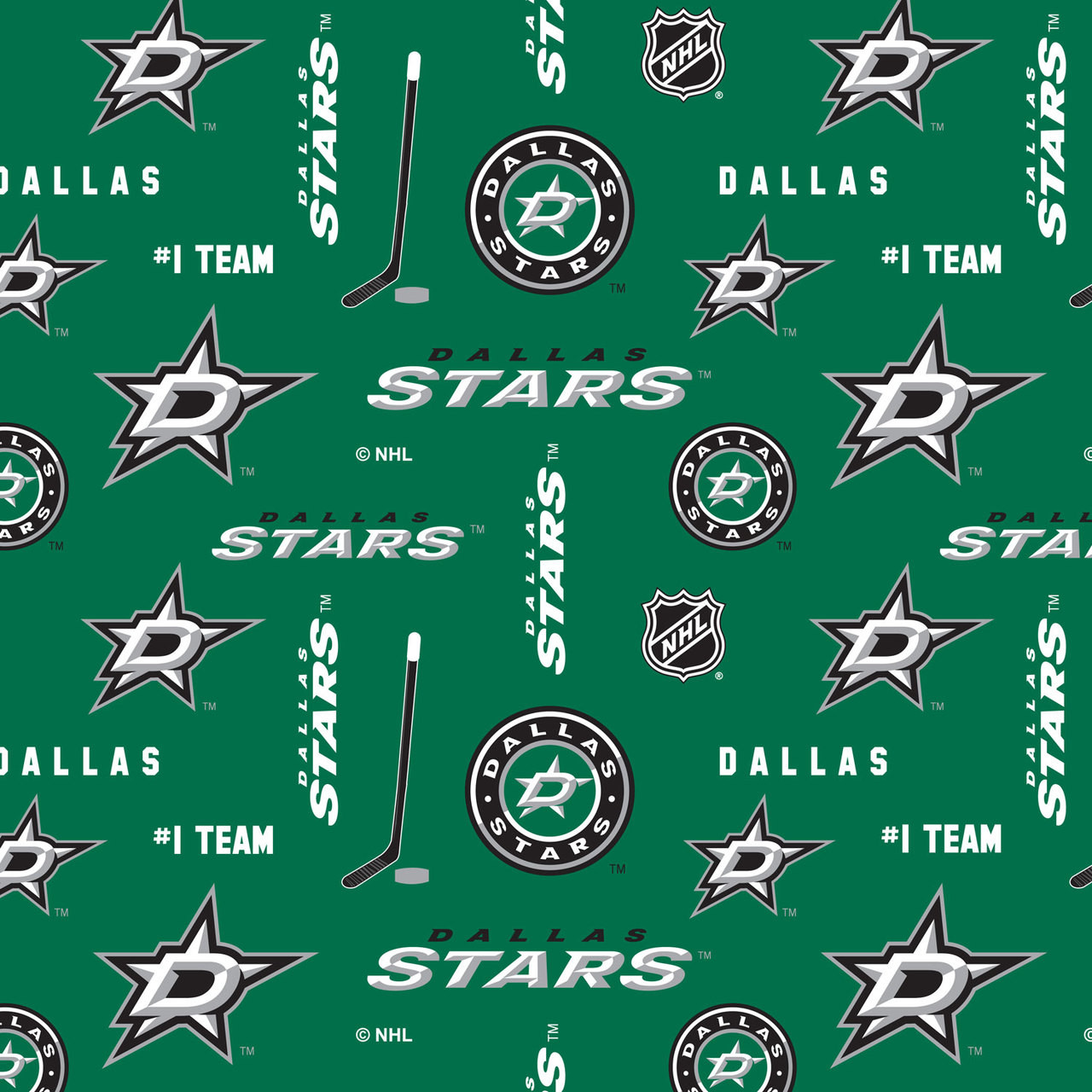 Dallas Stars Fleece Fabric with All Over Print-Sold By the Yard