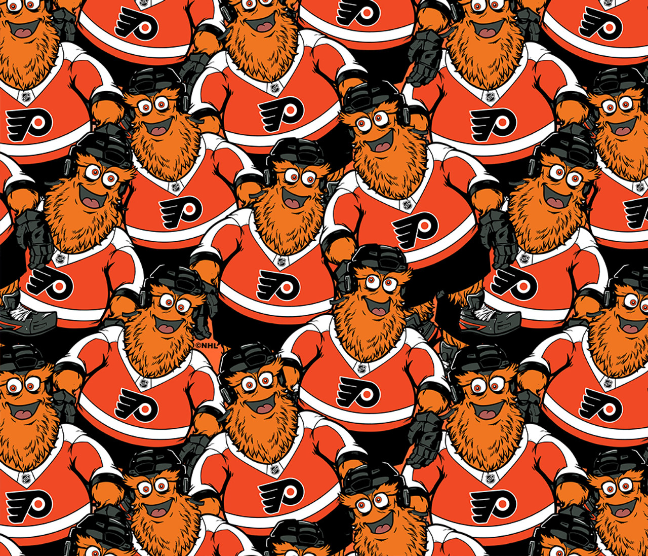 Philadelphia Flyers Fleece Fabric with Gritty Mascot Print-Sold By the Yard