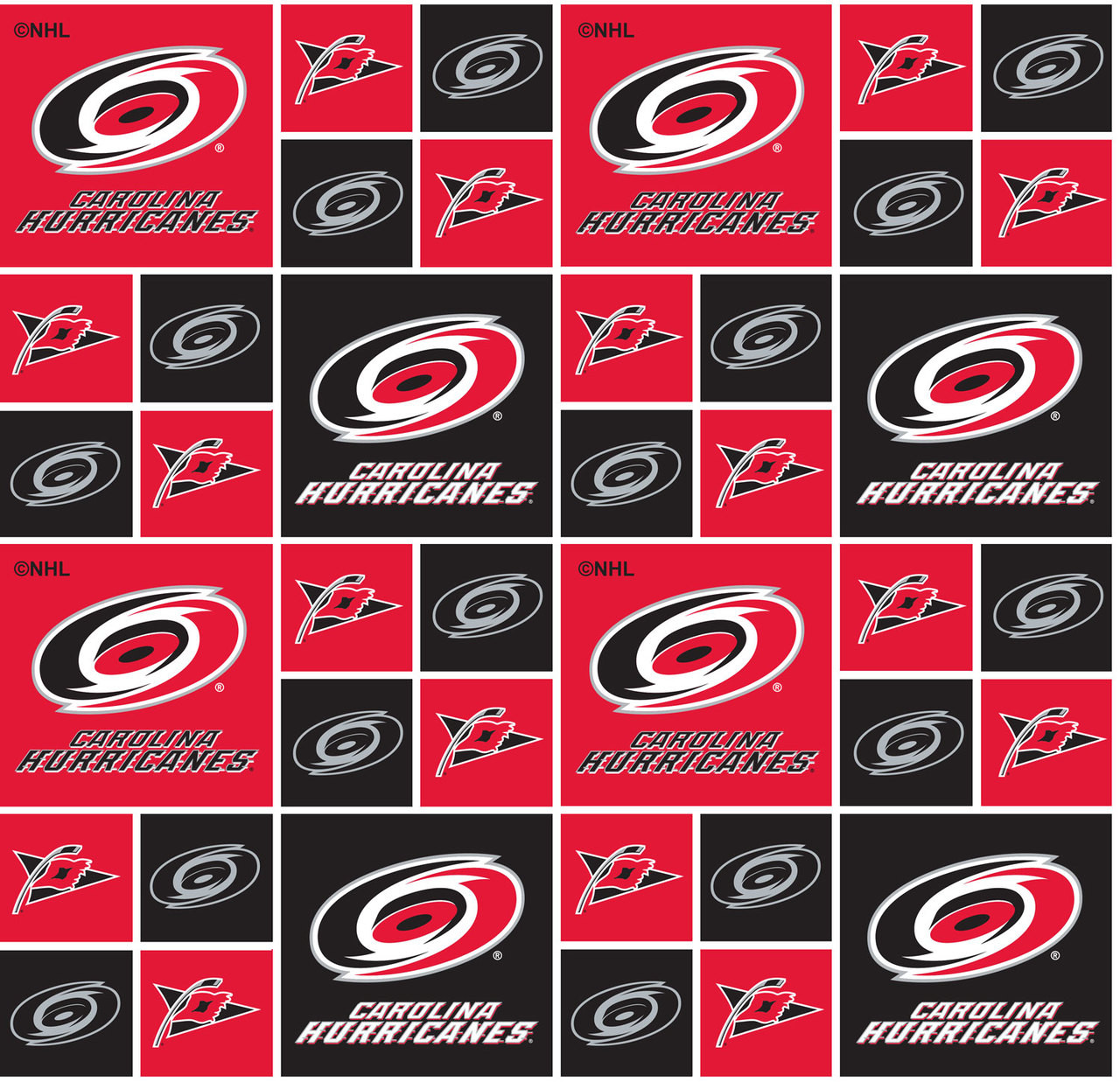 Carolina Hurricanes Cotton Fabric with Geometric Print or Matching Solid Cotton Fabrics