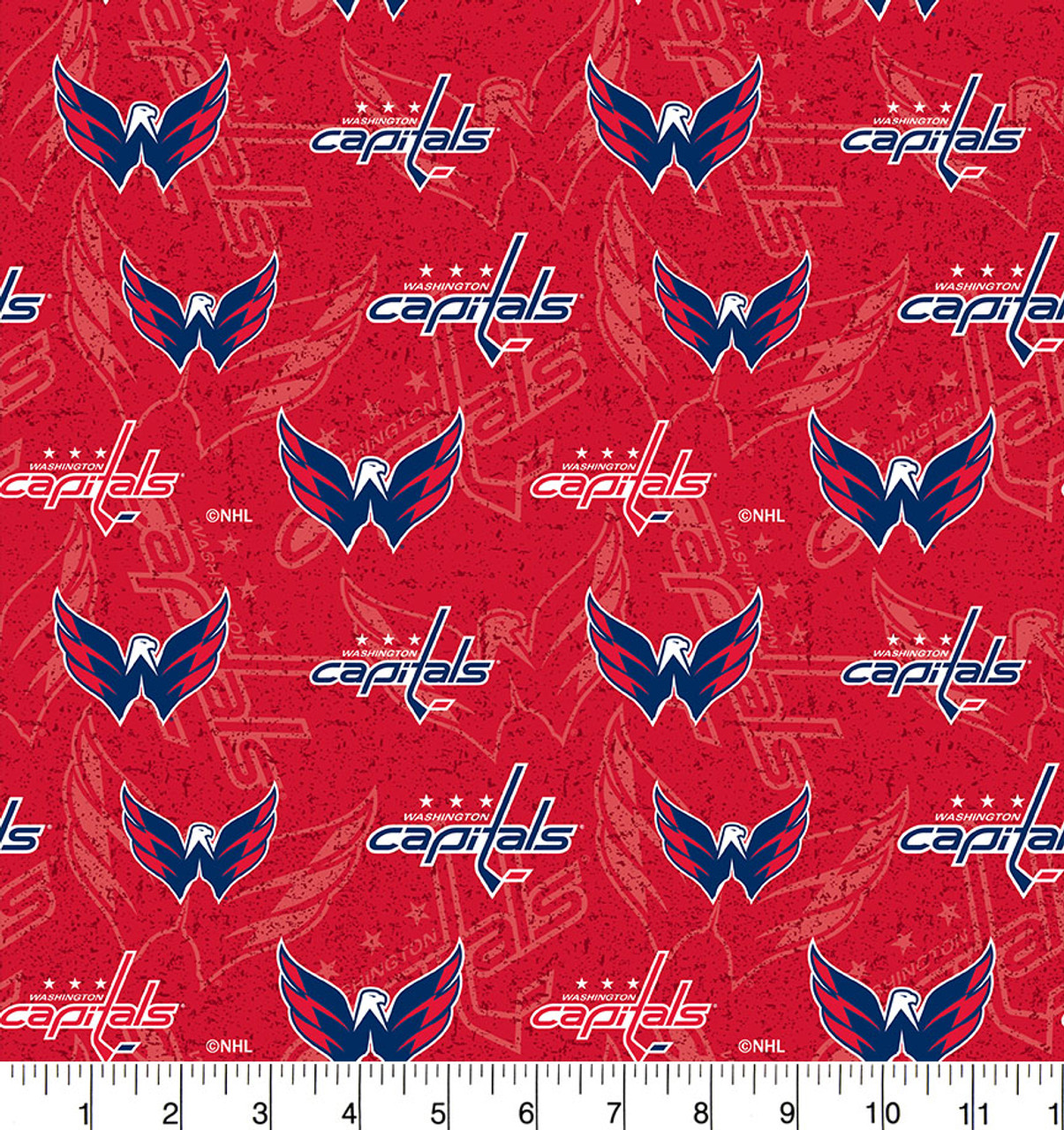 Washington Capitals Cotton Fabric with Tone on Tone Print and Matching Solid Cotton Fabrics