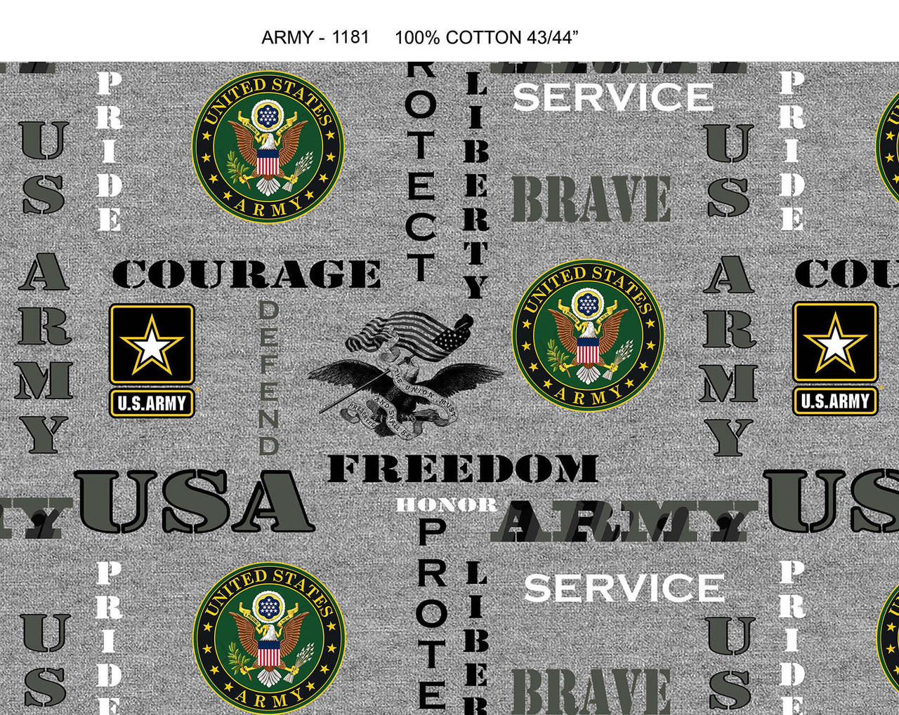 United States Army Cotton Fabric by Sykel-U.S. Army Heather Ground