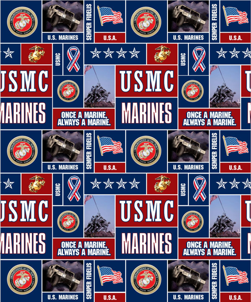 United States Marine Corp Fleece Blanket Fabric-U.S. Marines Geometric