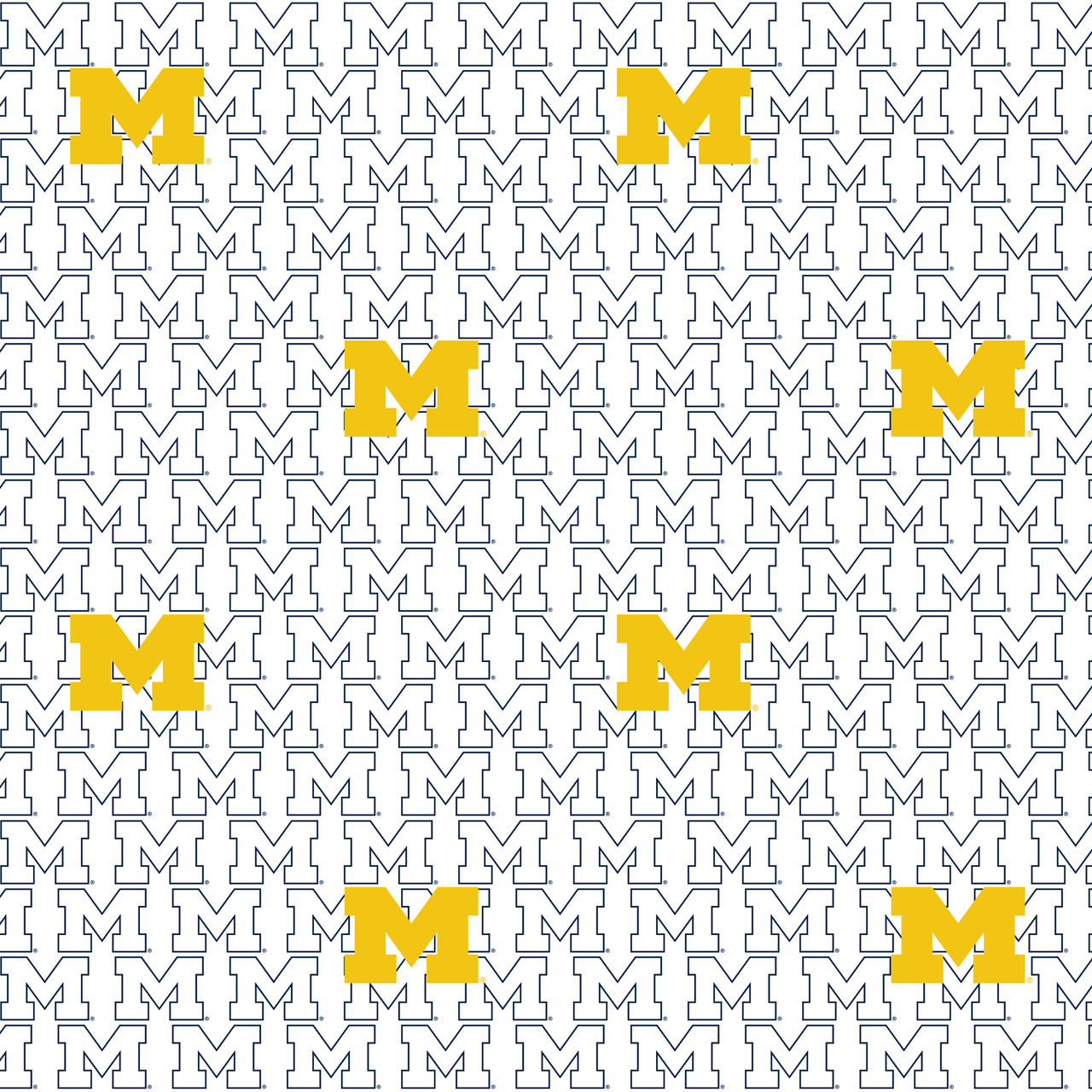 University of Michigan Wolverines Cotton Fabric with White Block Letter Print or Matching Solid Cotton Fabrics