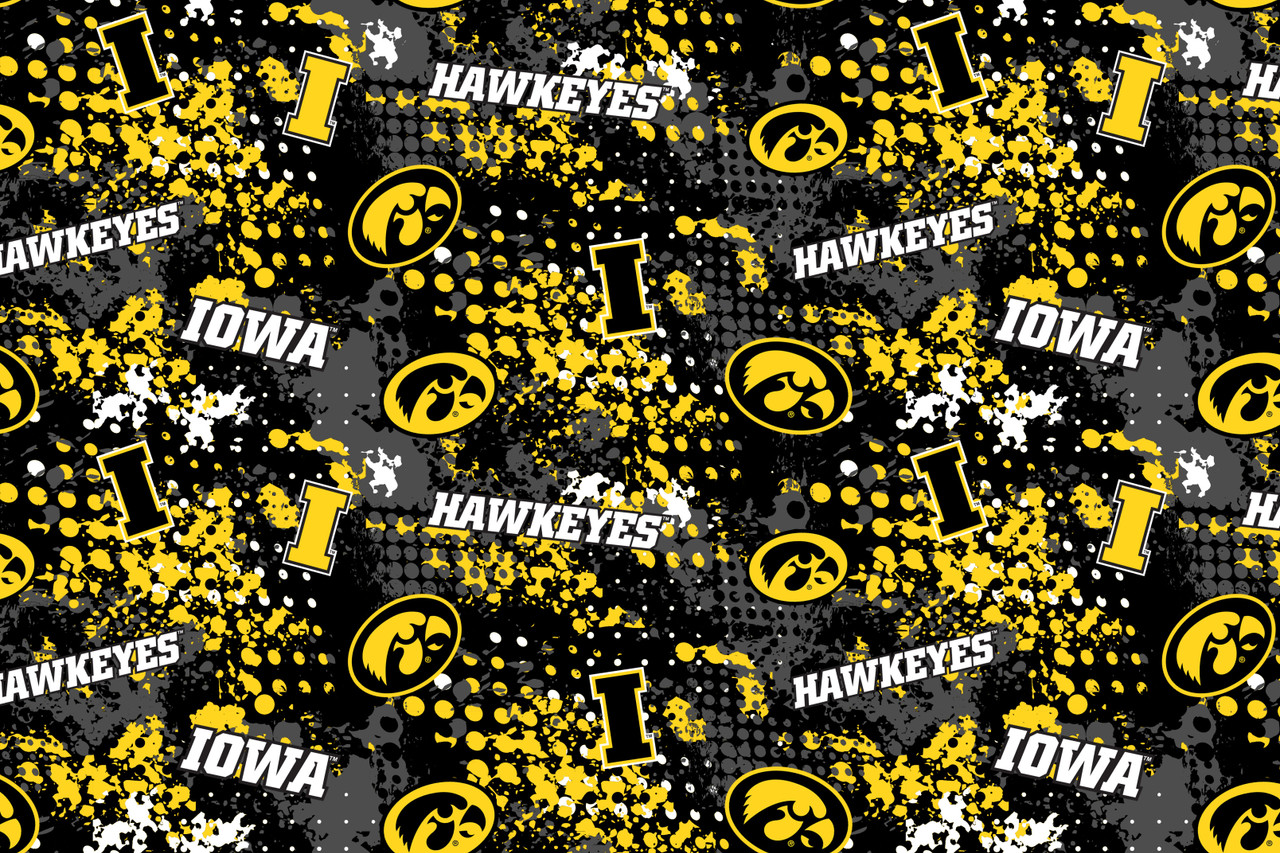 University of Iowa Hawkeyes Cotton Fabric with Splatter Print or Matching Solid Cotton Fabrics