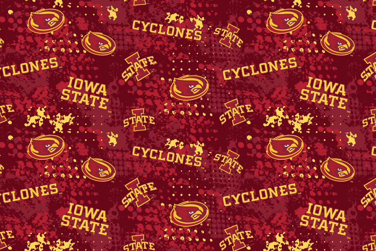 Iowa State University Cyclones Cotton Fabric with Splatter Print and Matching Solid Cotton Fabrics