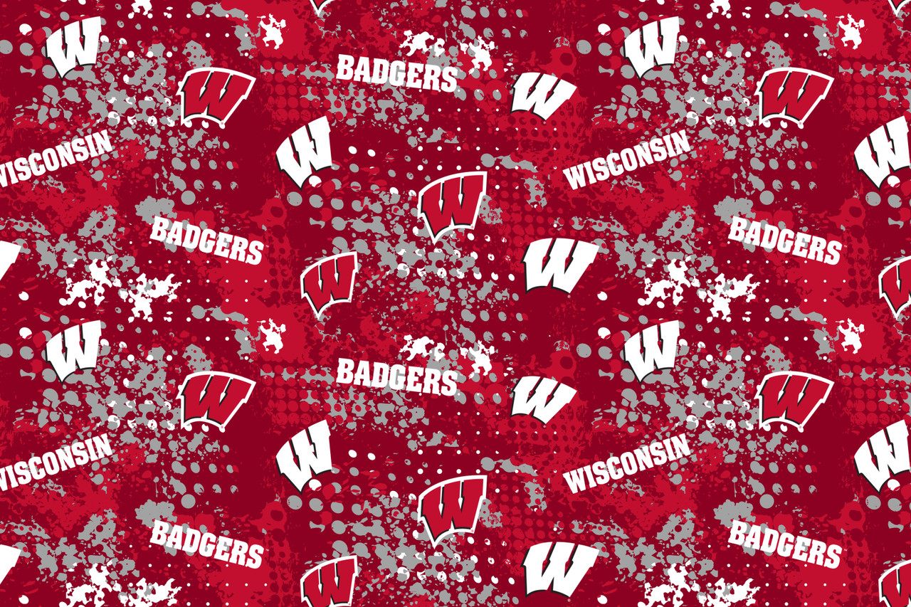 University of Wisconsin Badgers Cotton Fabric with Splatter Print or Matching Solid Cotton Fabrics