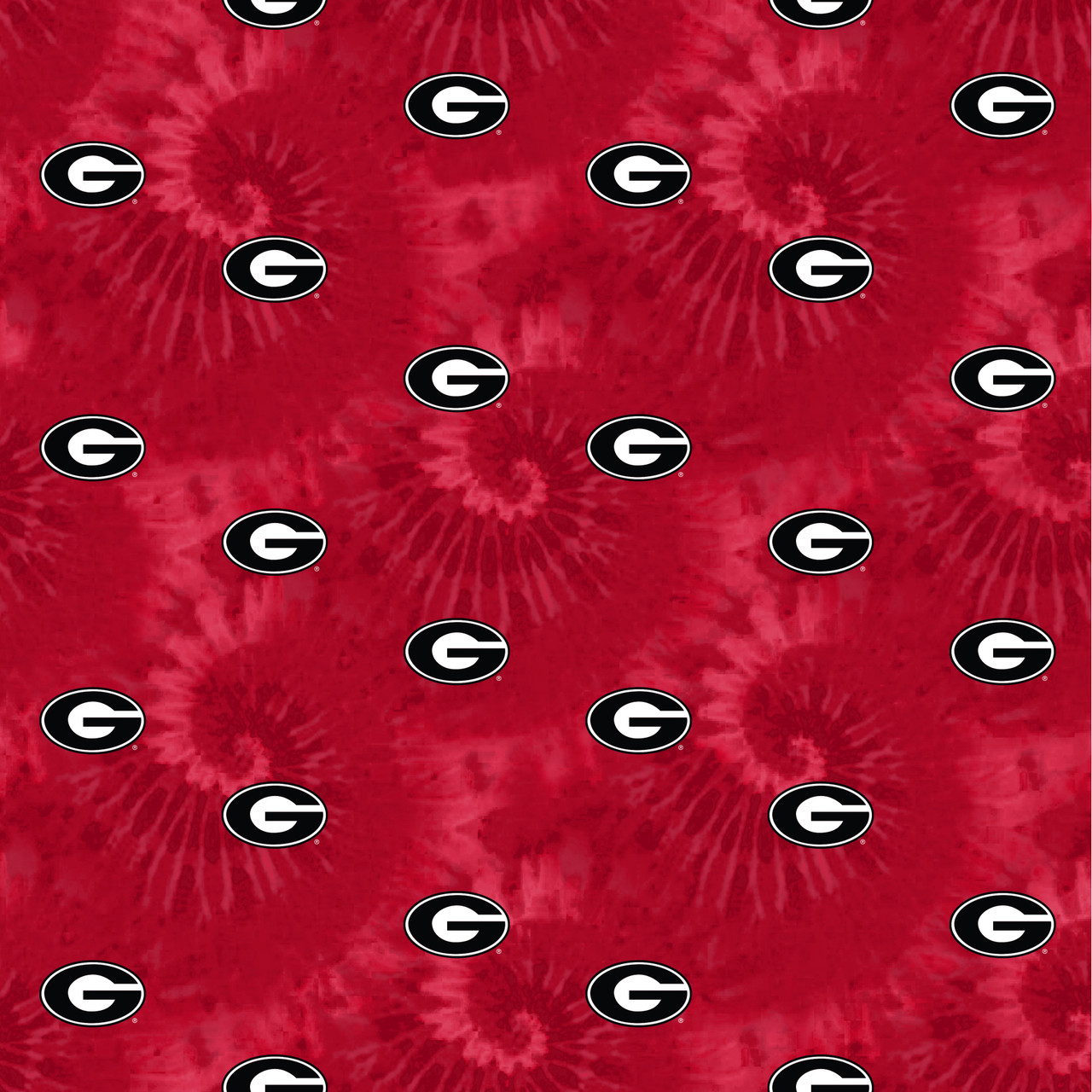 University of Georgia Bulldogs Cotton Fabric with Tye Dye Print or Matching Solid Cotton Fabrics