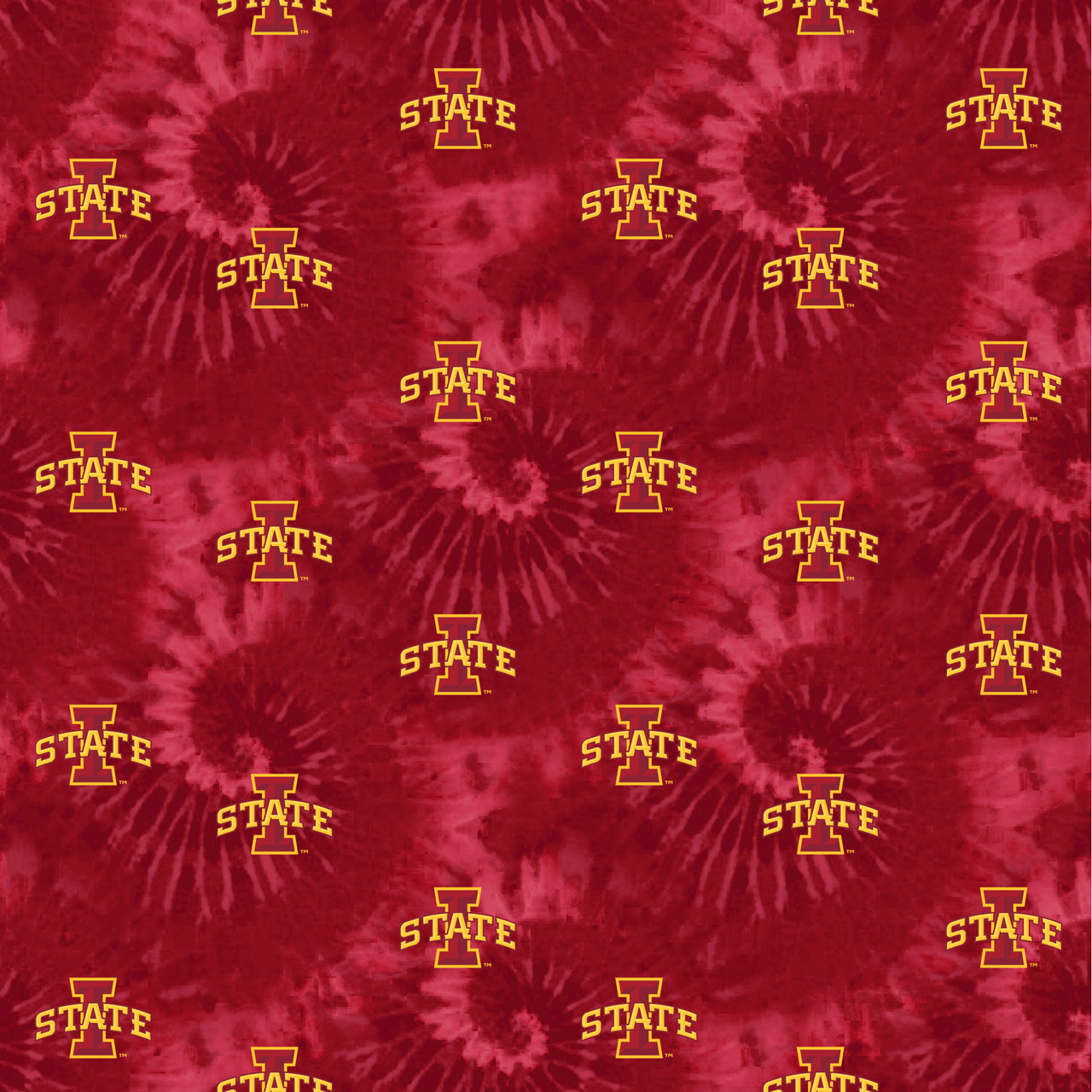 Iowa State University Cyclones Cotton Fabric with Tye Dye Print and Matching Solid Cotton Fabrics