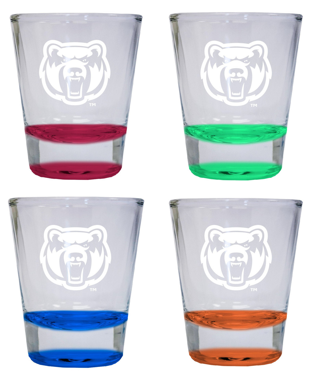 4-Pack Central Arkansas Bears Etched Round Shot Glass 2 oz