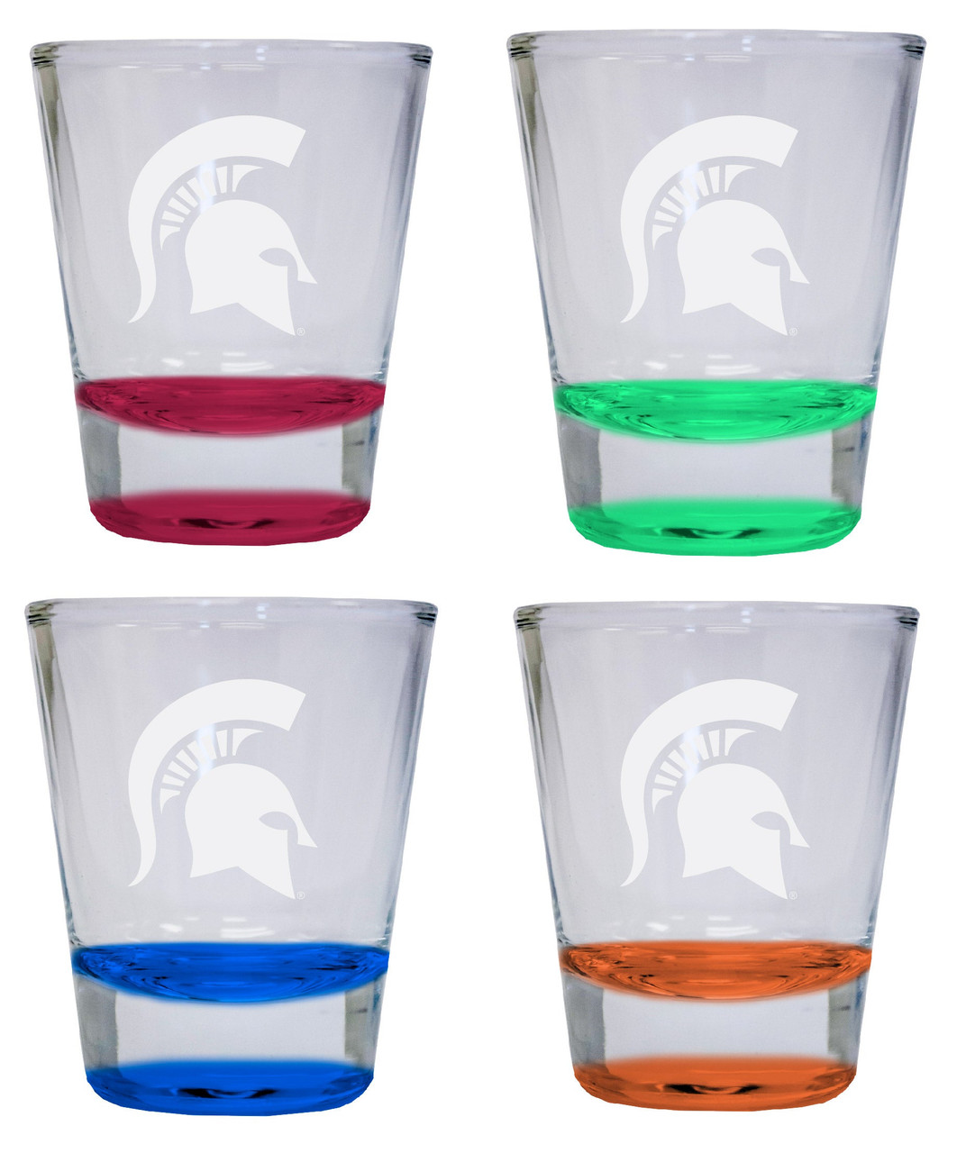 4-Pack Michigan State Spartans Etched Round Shot Glass 2 oz