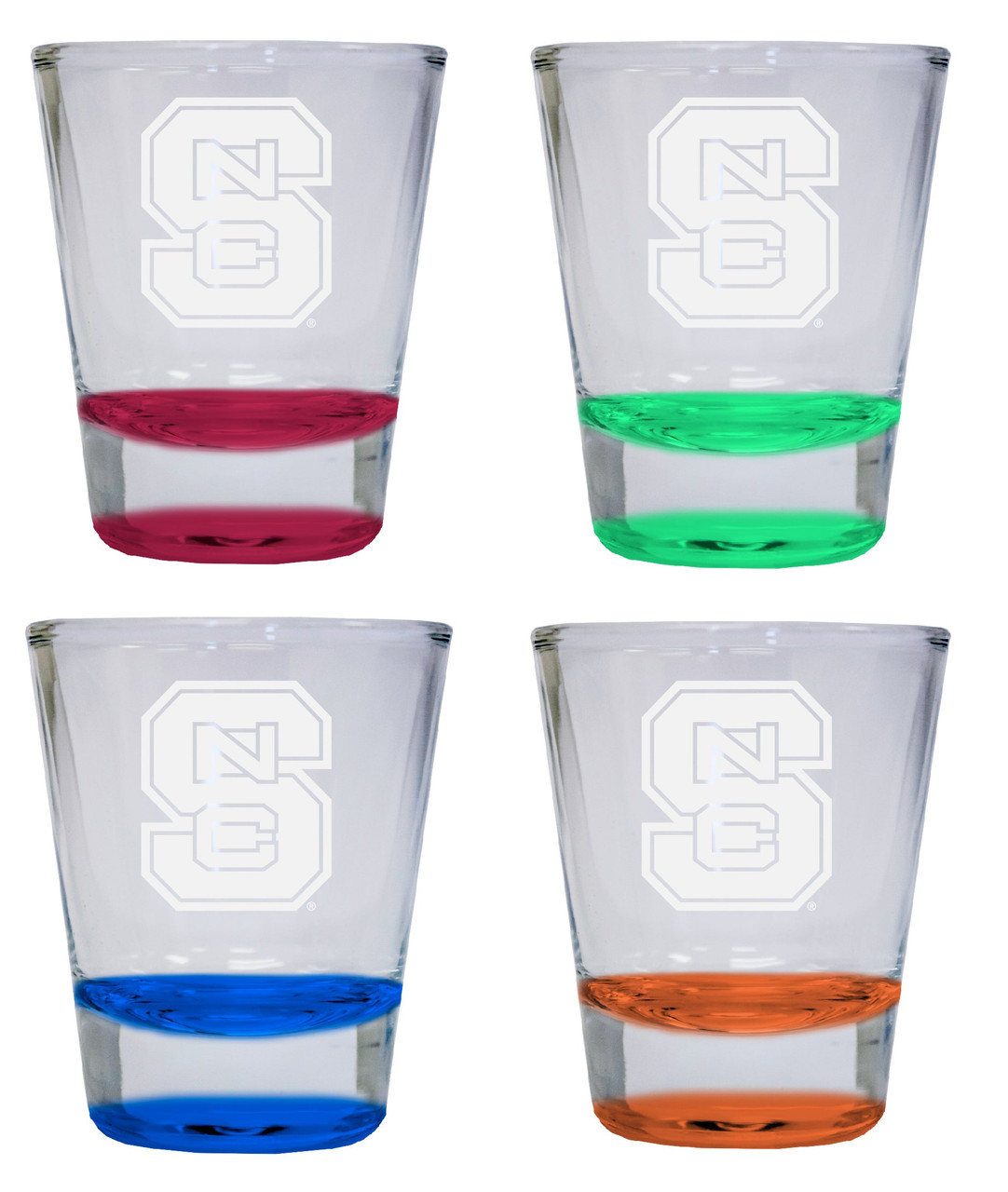 4-Pack NC State Wolfpack Etched Round Shot Glass 2 oz