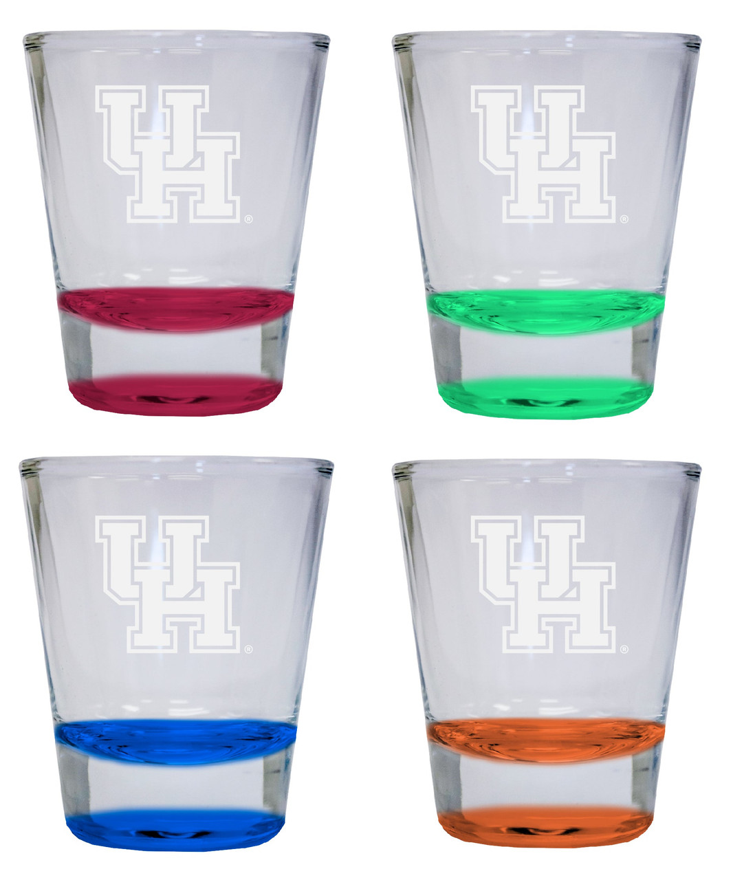 4-Pack University of Houston Etched Round Shot Glass 2 oz