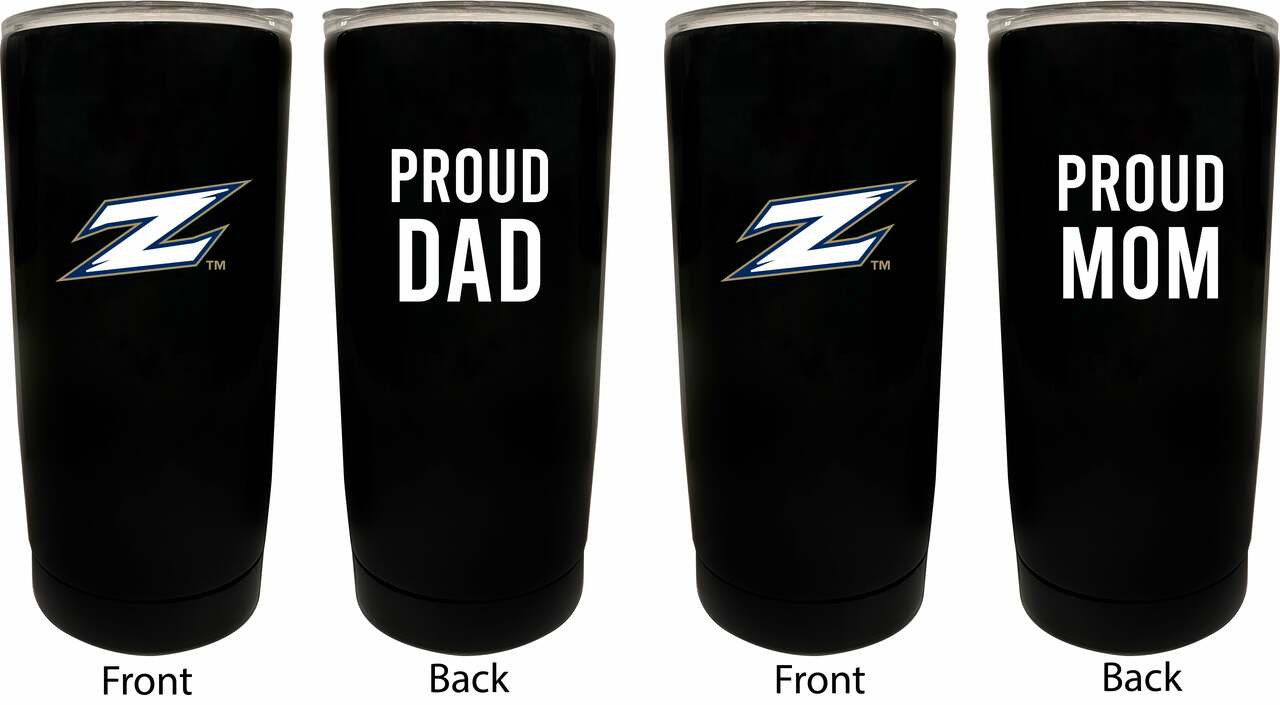 Akron Zips Proud Mom and Dad 16 oz Insulated Stainless Steel Tumblers 2 Pack Black.