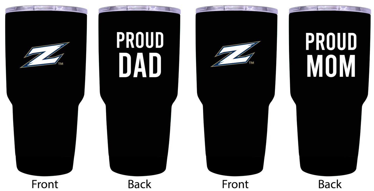 Akron Zips Proud Mom and Dad 24 oz Insulated Stainless Steel Tumblers 2 Pack Black.