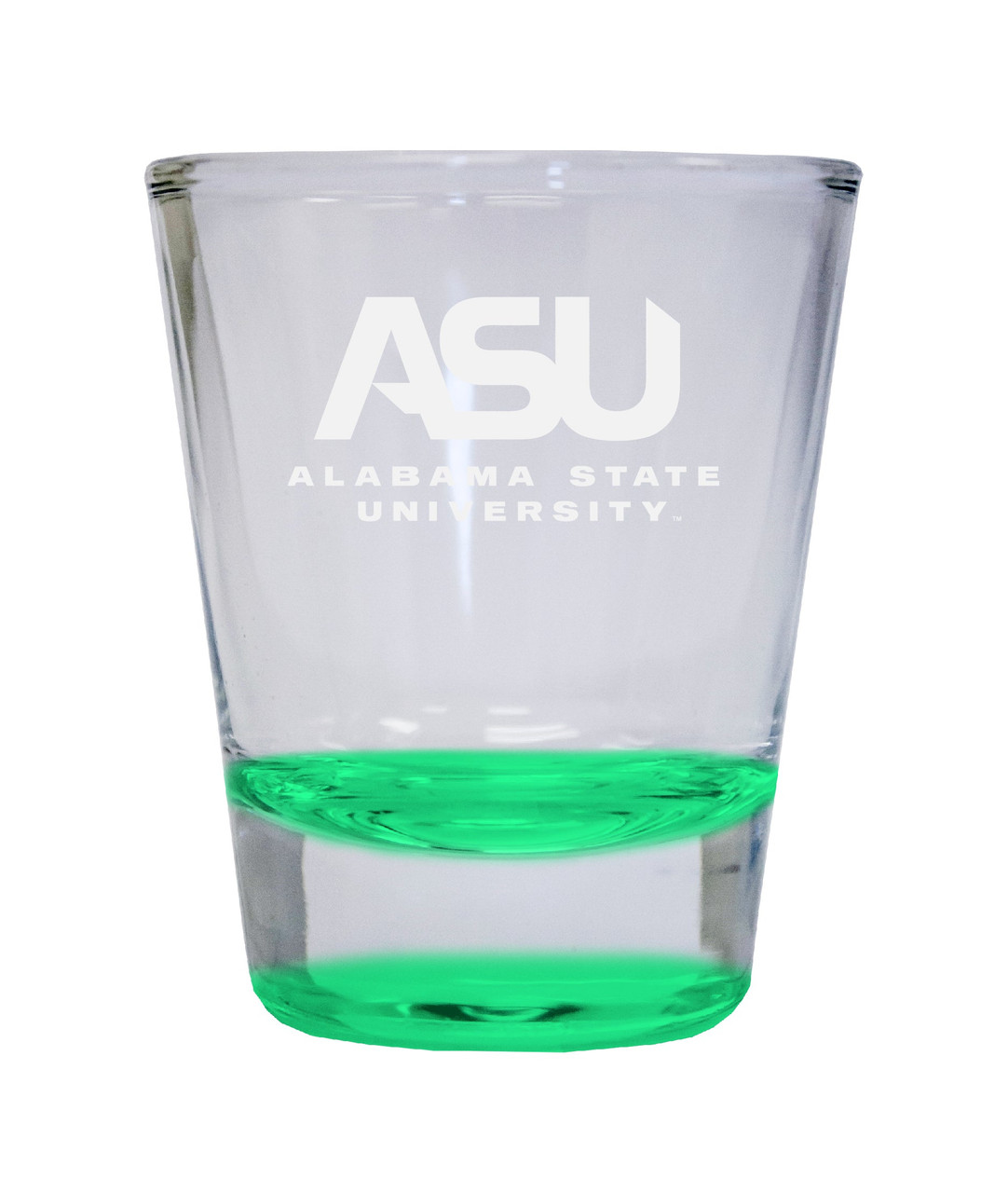 Alabama State University Etched Round Shot Glass 2 oz Green