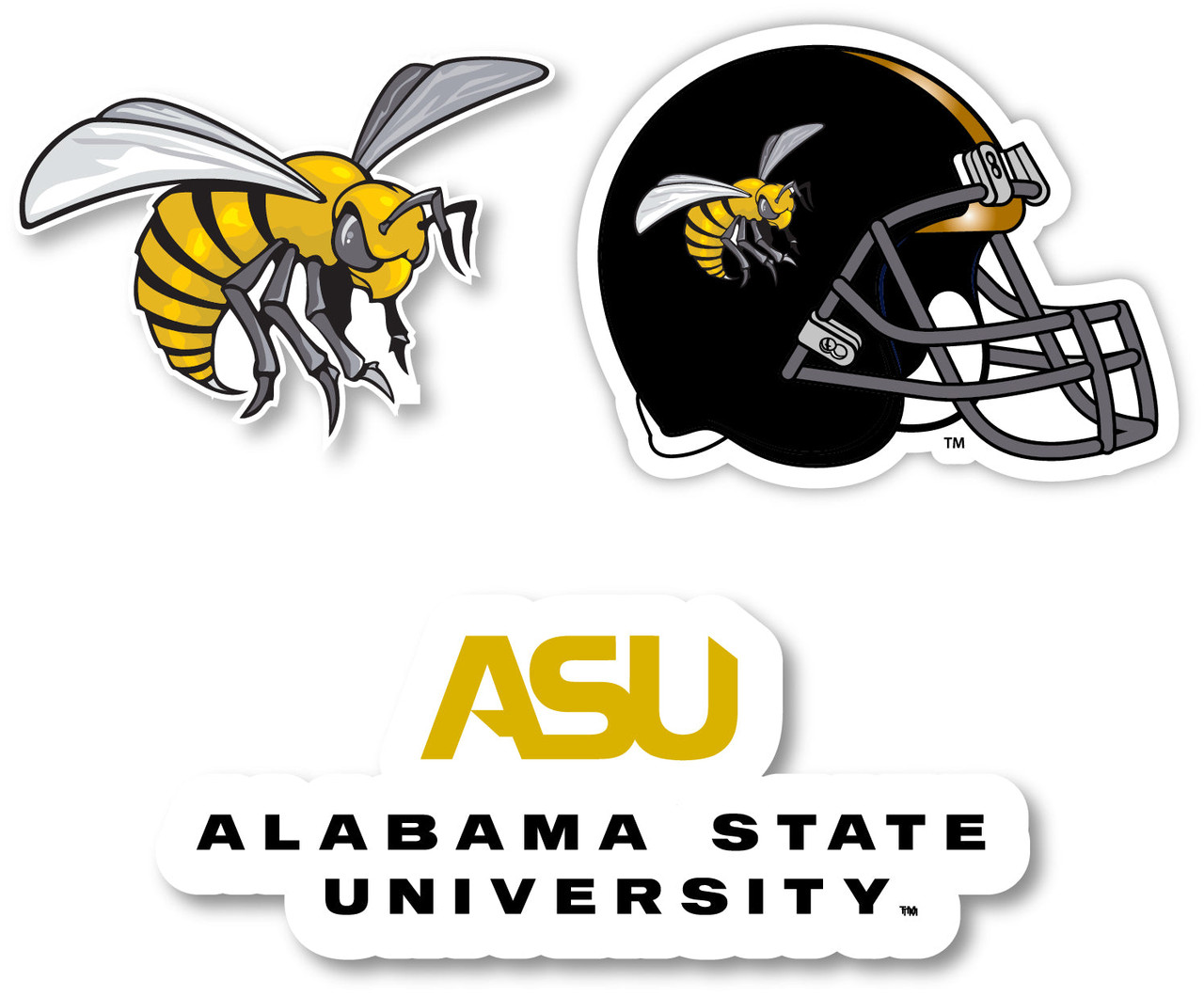 Alabama State University Vinyl Decal Sticker 3 Pack 4-Inch Each