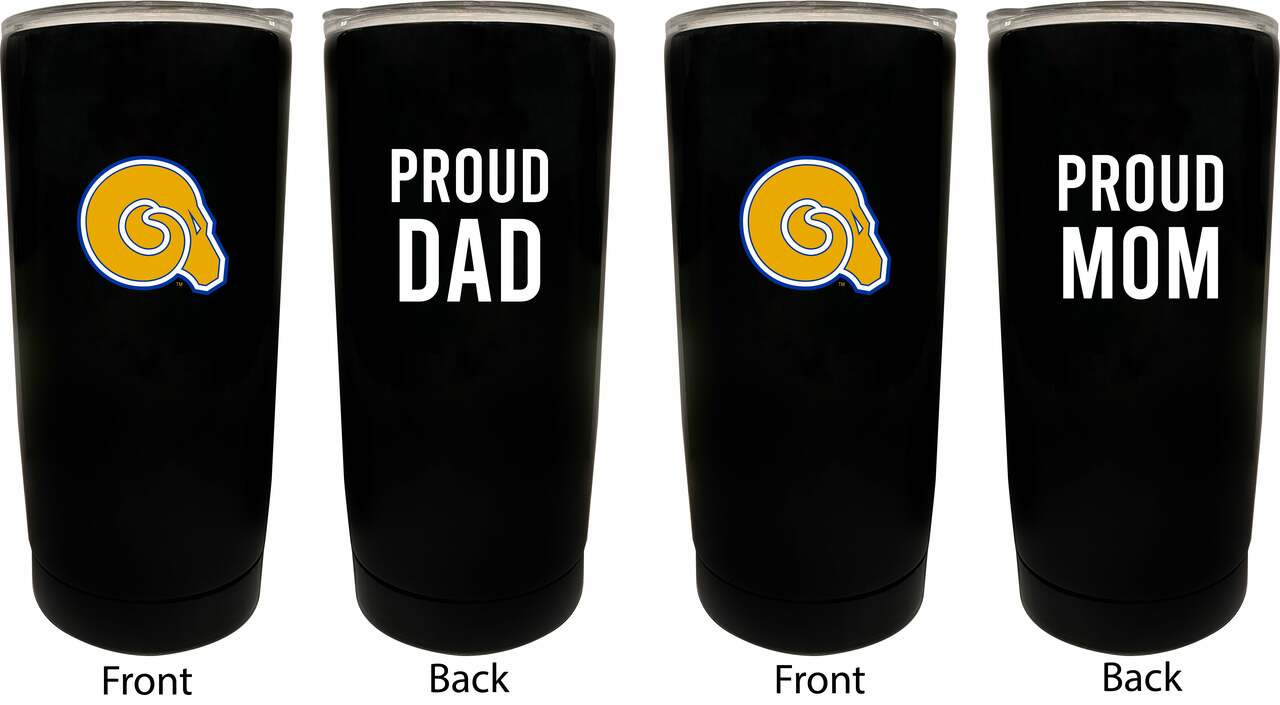 Albany State University Proud Mom and Dad 16 oz Insulated Stainless Steel Tumblers 2 Pack Black.