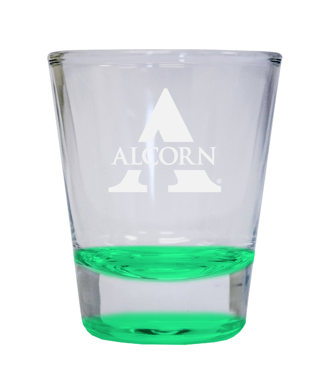 Alcorn State Braves Etched Round Shot Glass 2 oz Green