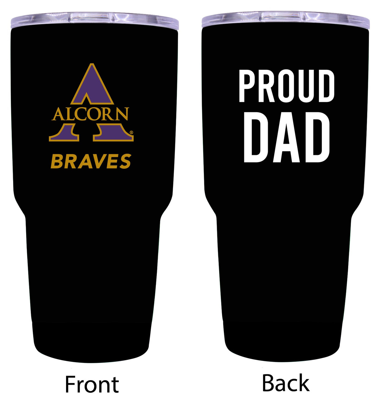 Alcorn State Braves Proud Dad 24 oz Insulated Stainless Steel Tumblers Black.