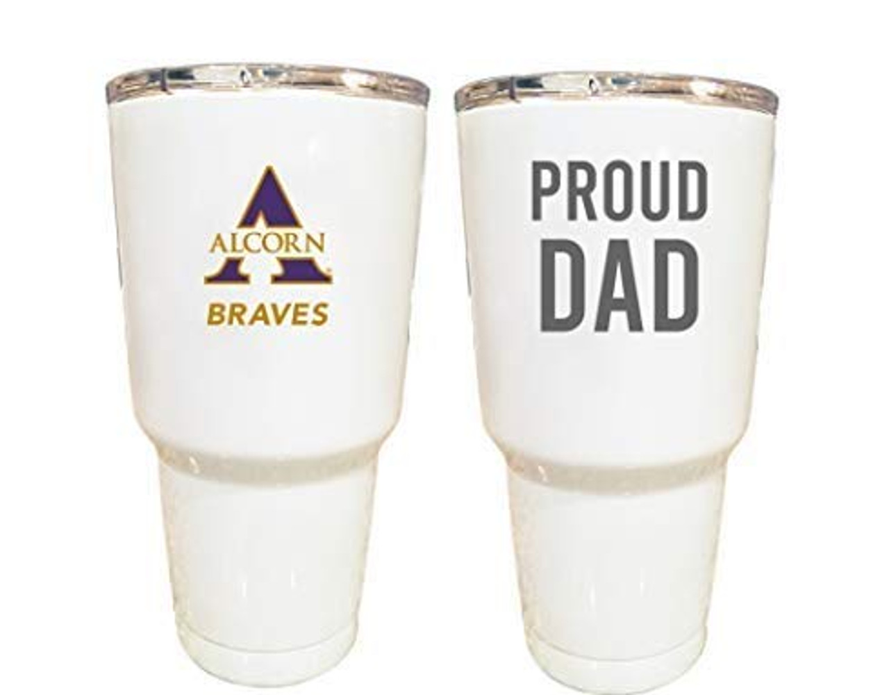 Alcorn State Braves Proud Dad 24 oz Insulated Stainless Steel Tumblers White.