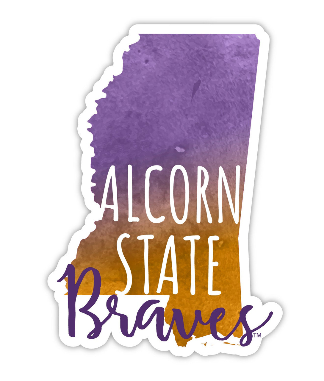 Alcorn State Braves Watercolor State Die Cut Decal 2-Inch