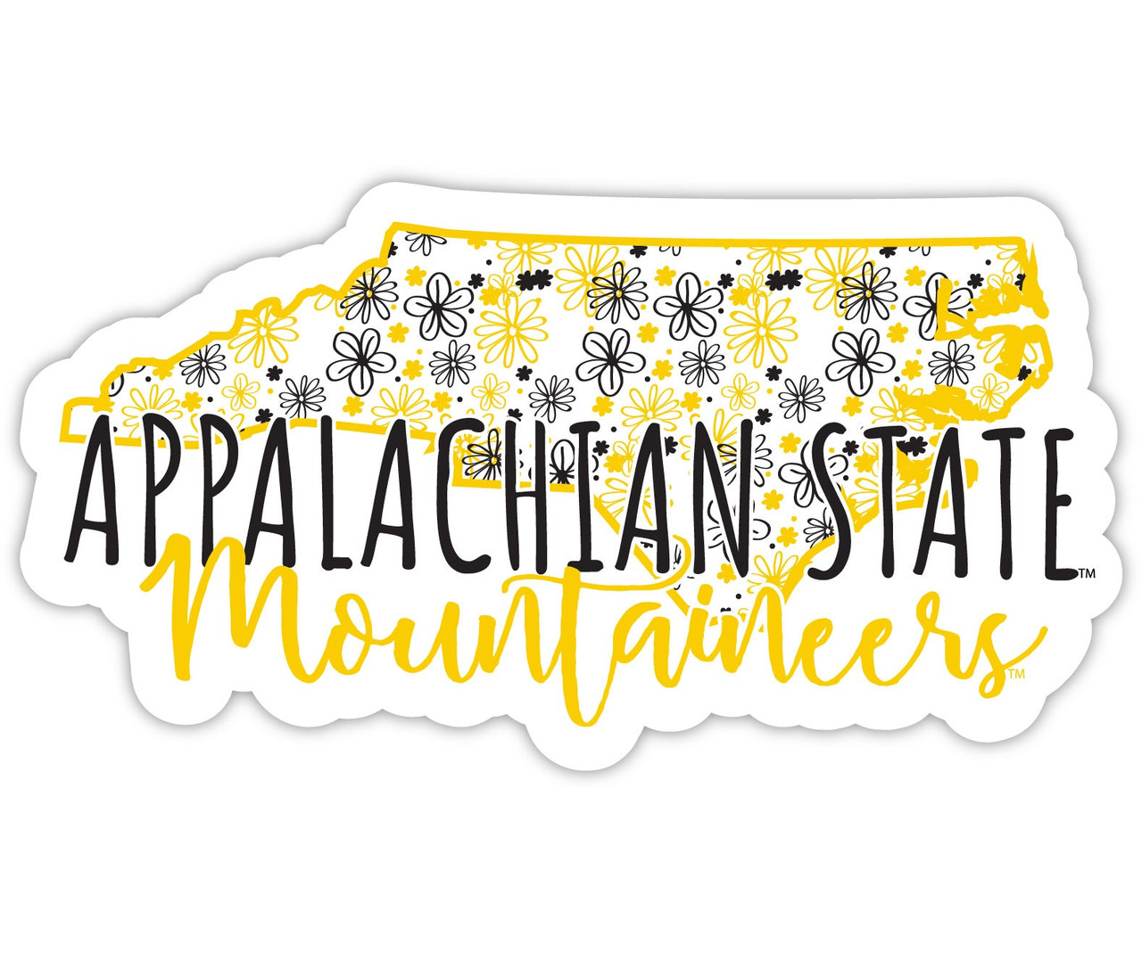 Appalachian State Floral State Die Cut Decal 2-Inch