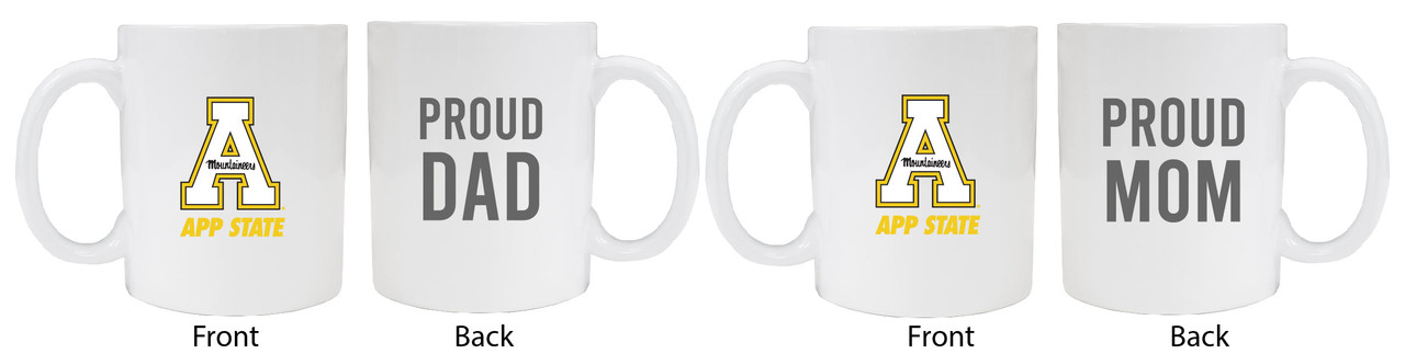 Appalachian State Proud Mom And Dad White Ceramic Coffee Mug 2 pack (White).