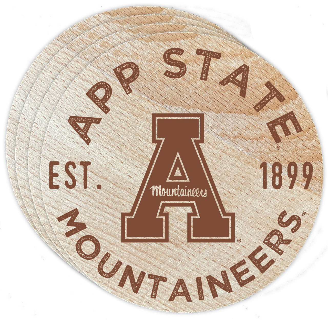Appalachian State Wood Coaster Engraved 4 Pack