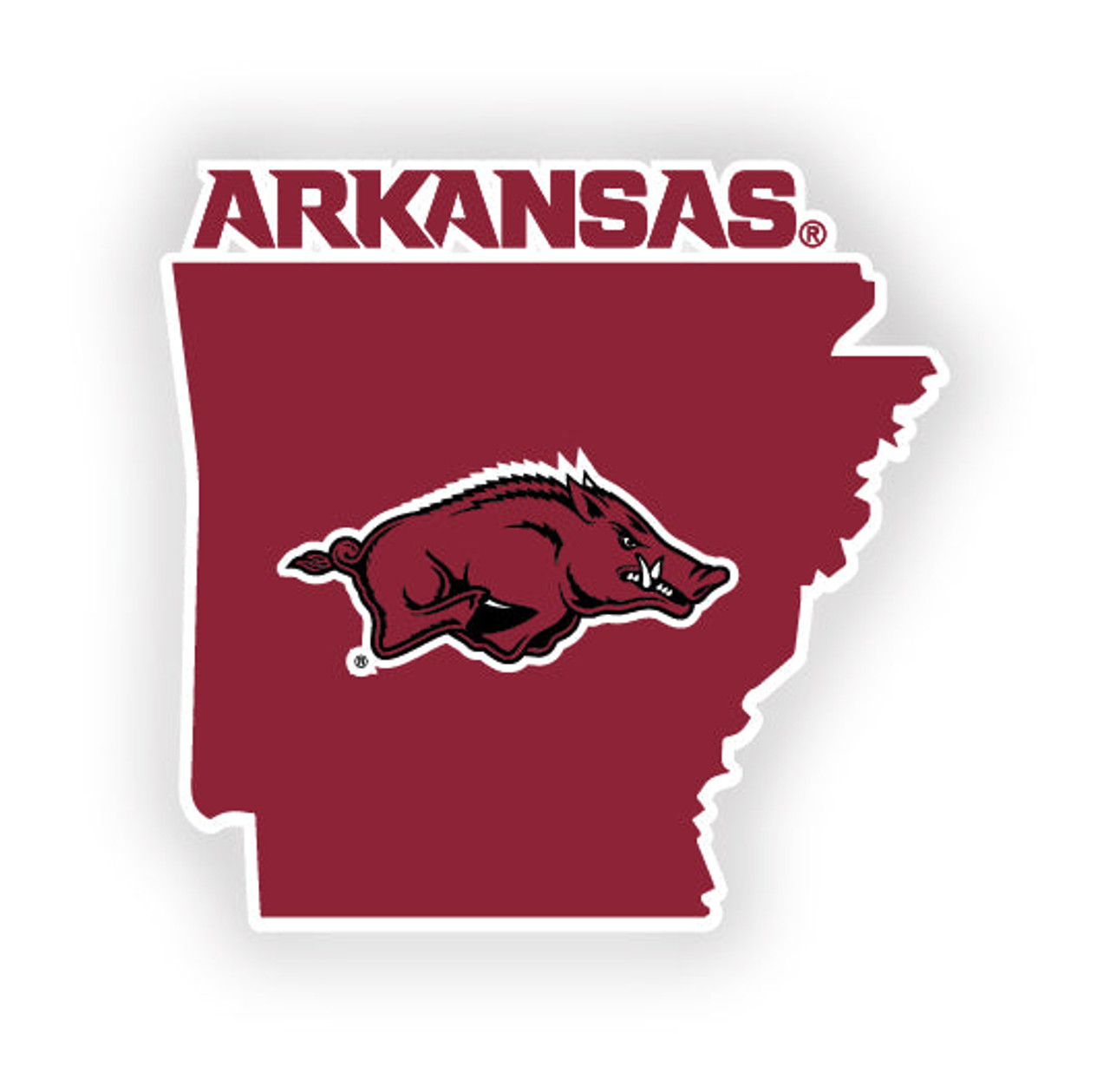 Arkansas Razorbacks 4 Inch State Shape Vinyl Decal Sticker