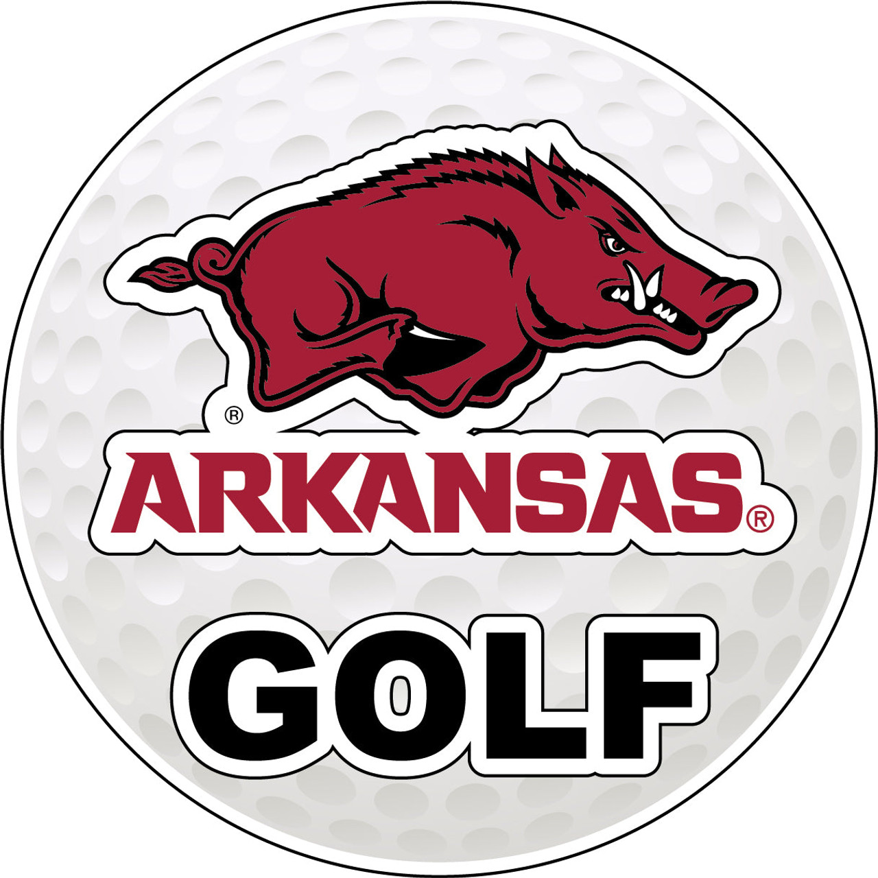 Arkansas Razorbacks 4-Inch Round Golf Ball Vinyl Decal Sticker