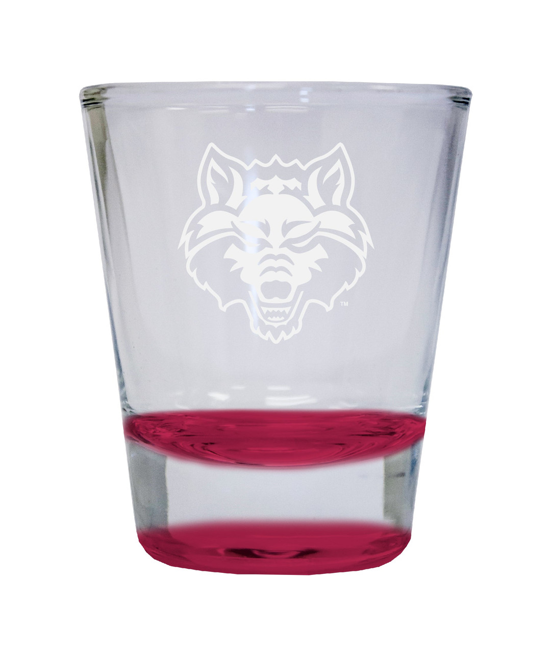 Arkansas State Etched Round Shot Glass 2 oz Red