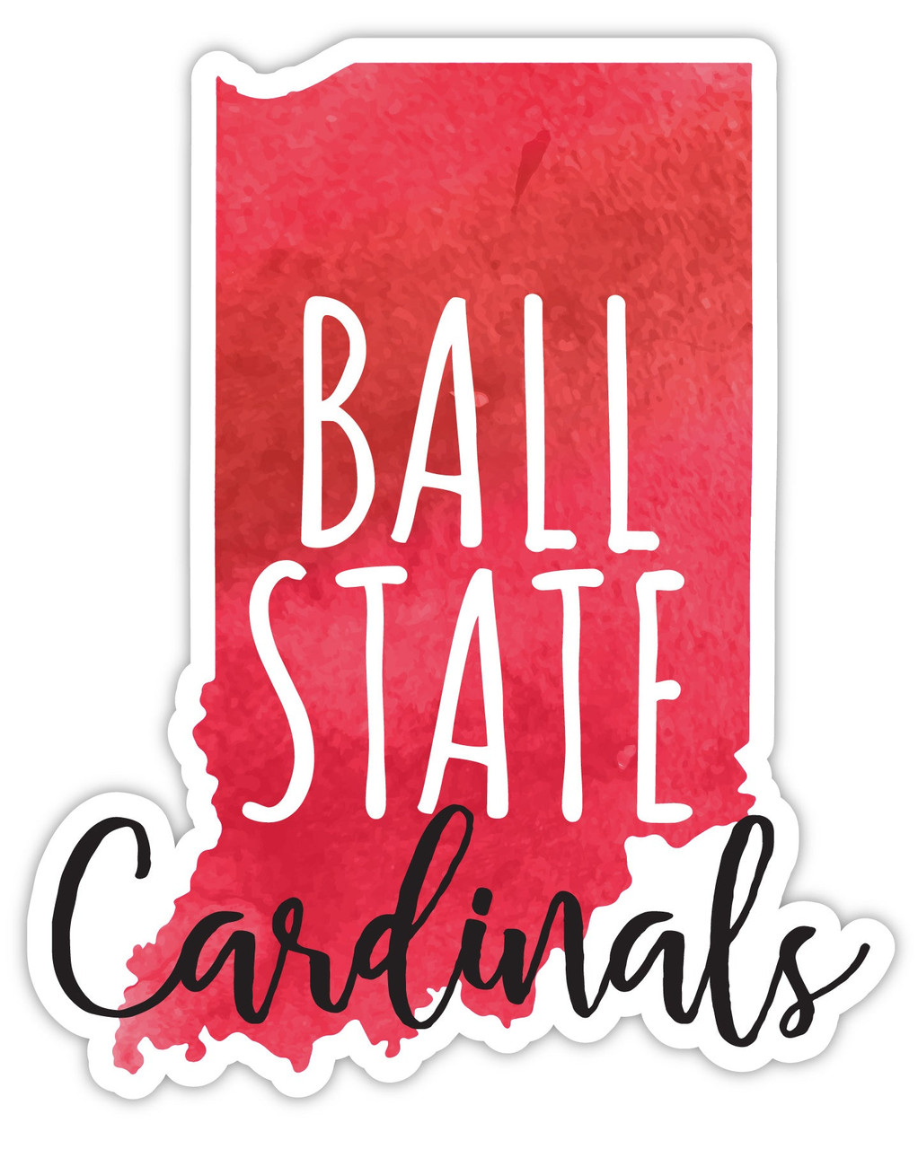 Ball State University Watercolor State Die Cut Decal 4-Inch