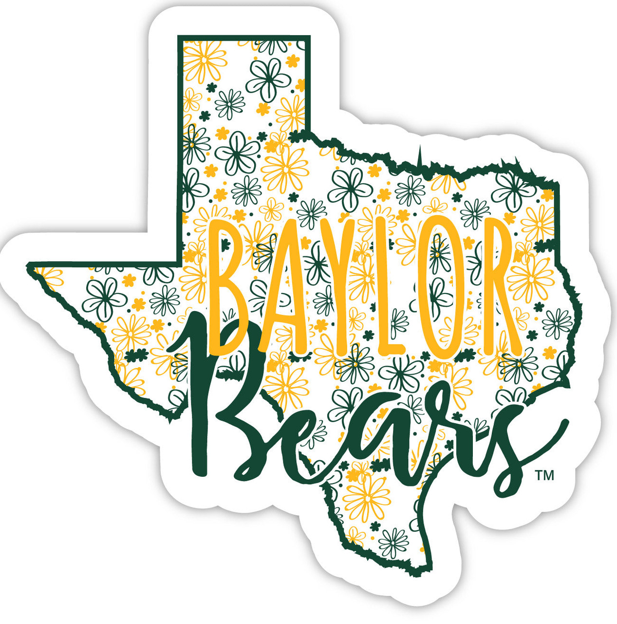 Baylor Bears Floral State Die Cut Decal 2-Inch