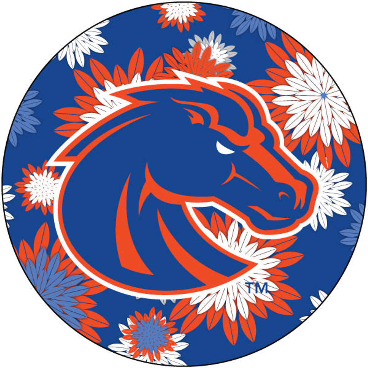 Boise State Broncos NCAA Collegiate Trendy Floral Flower Fashion Pattern 4 Inch Round Decal Sticker