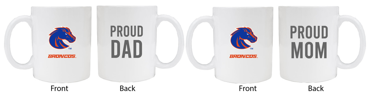 Boise State Broncos Proud Mom And Dad White Ceramic Coffee Mug 2 pack (White).