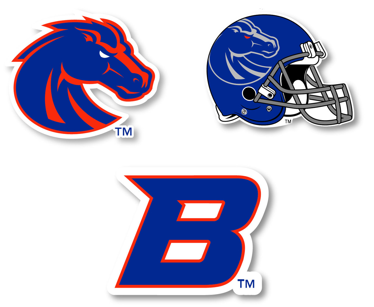 Boise State Broncos Vinyl Decal Sticker 3 Pack 4-Inch Each