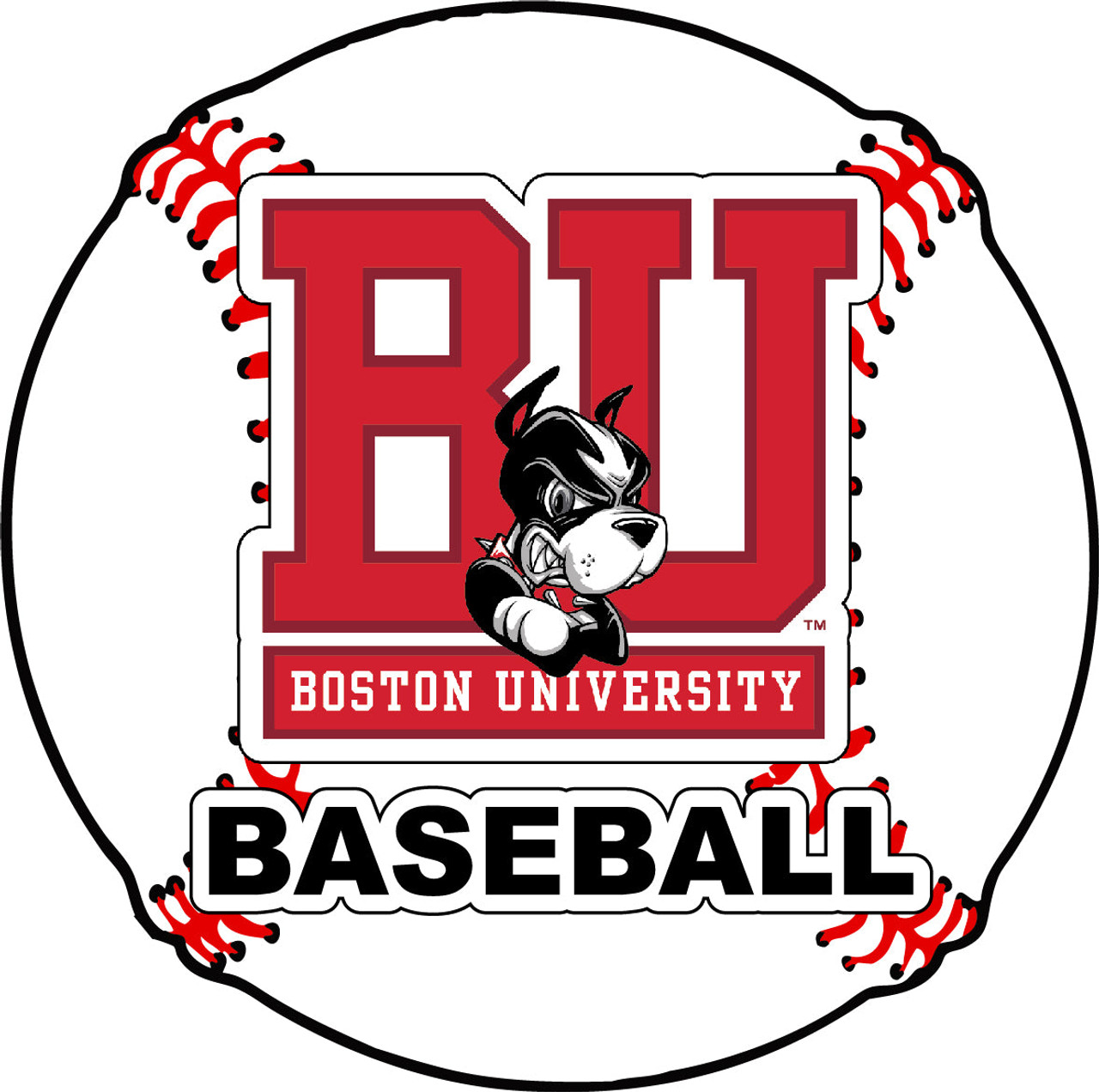 Boston Terriers 4-Inch Round Baseball Vinyl Decal Sticker