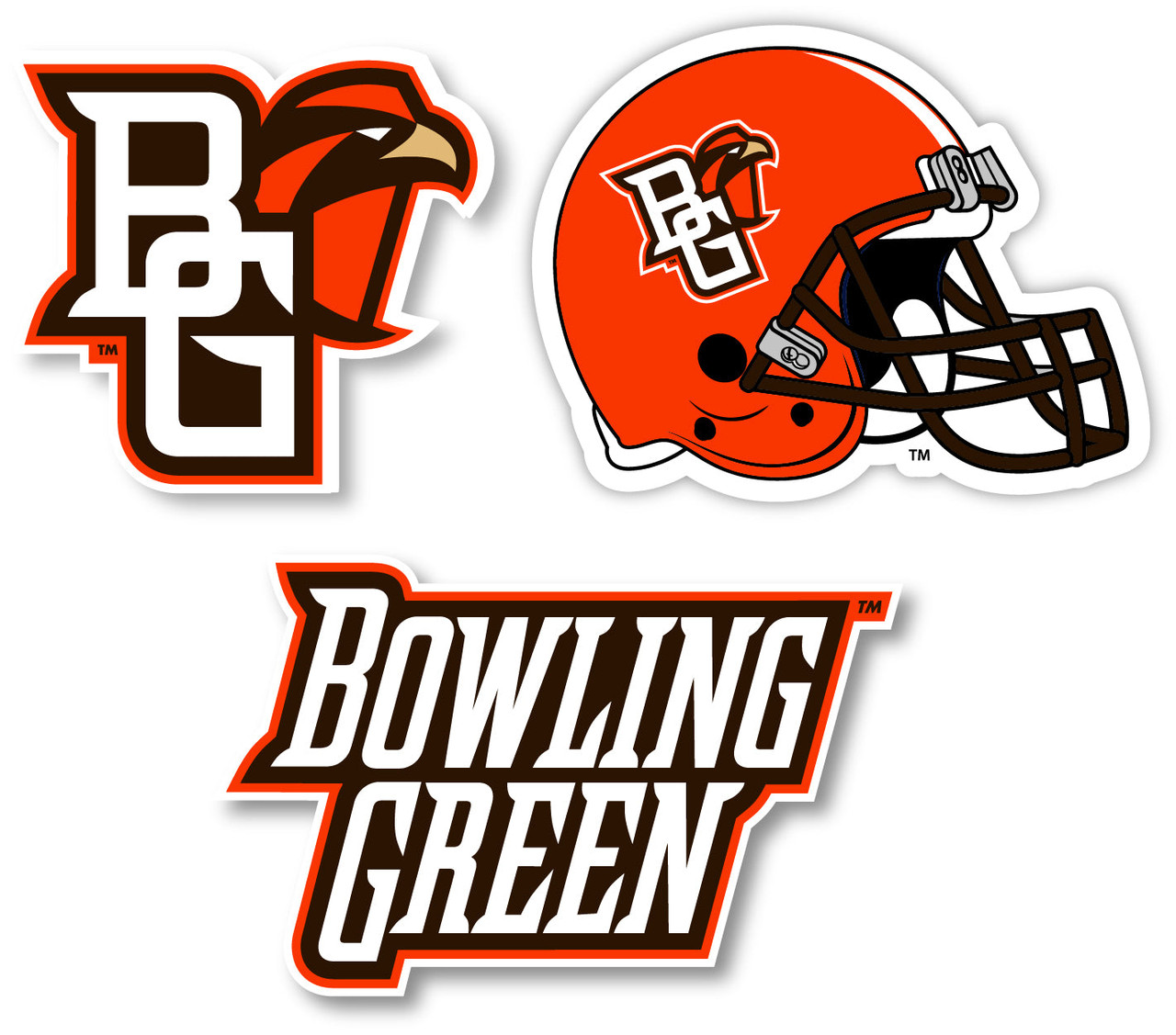 Bowling Green Falcons Vinyl Decal Sticker 3 Pack 4-Inch Each