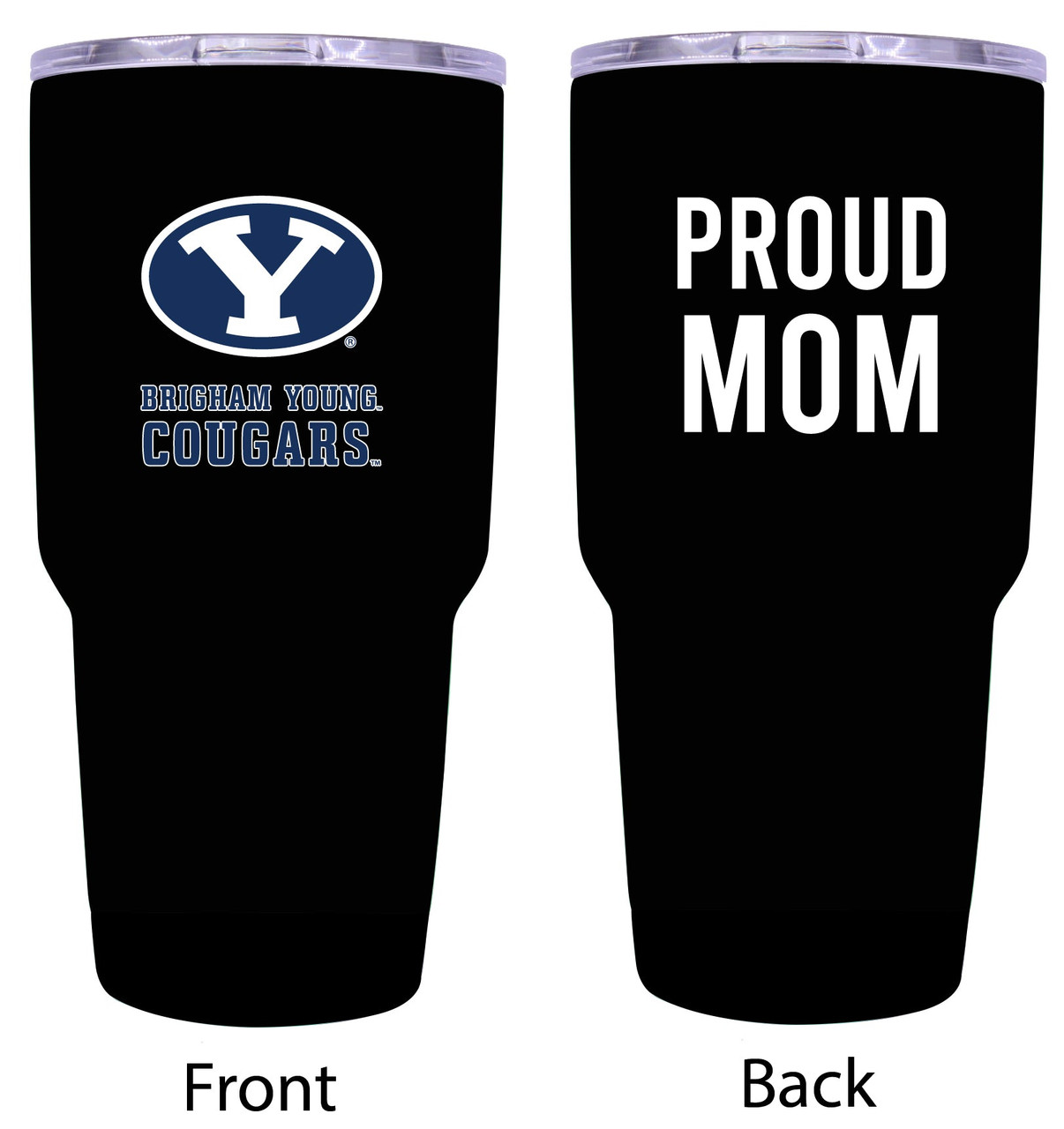 Brigham Young Cougars Proud Mom 24 oz Insulated Stainless Steel Tumblers Choose Your Color.