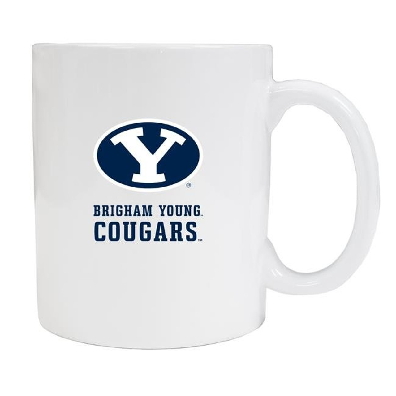 Brigham Young Cougars White Ceramic Mug 2-Pack (White).