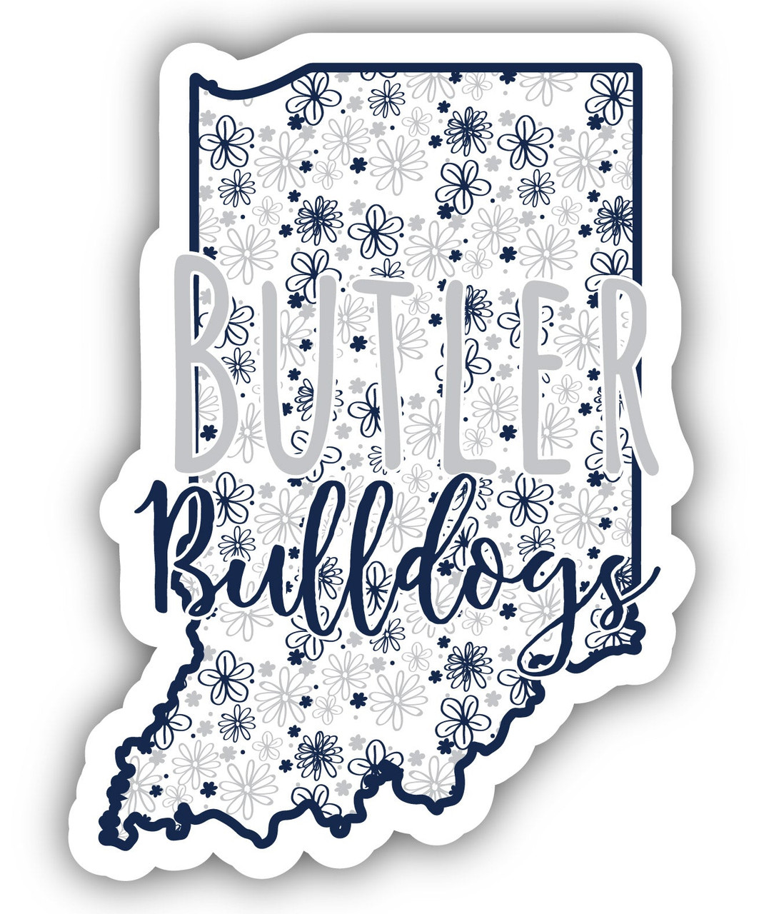 Butler Bulldogs Floral State Die Cut Decal 2-Inch